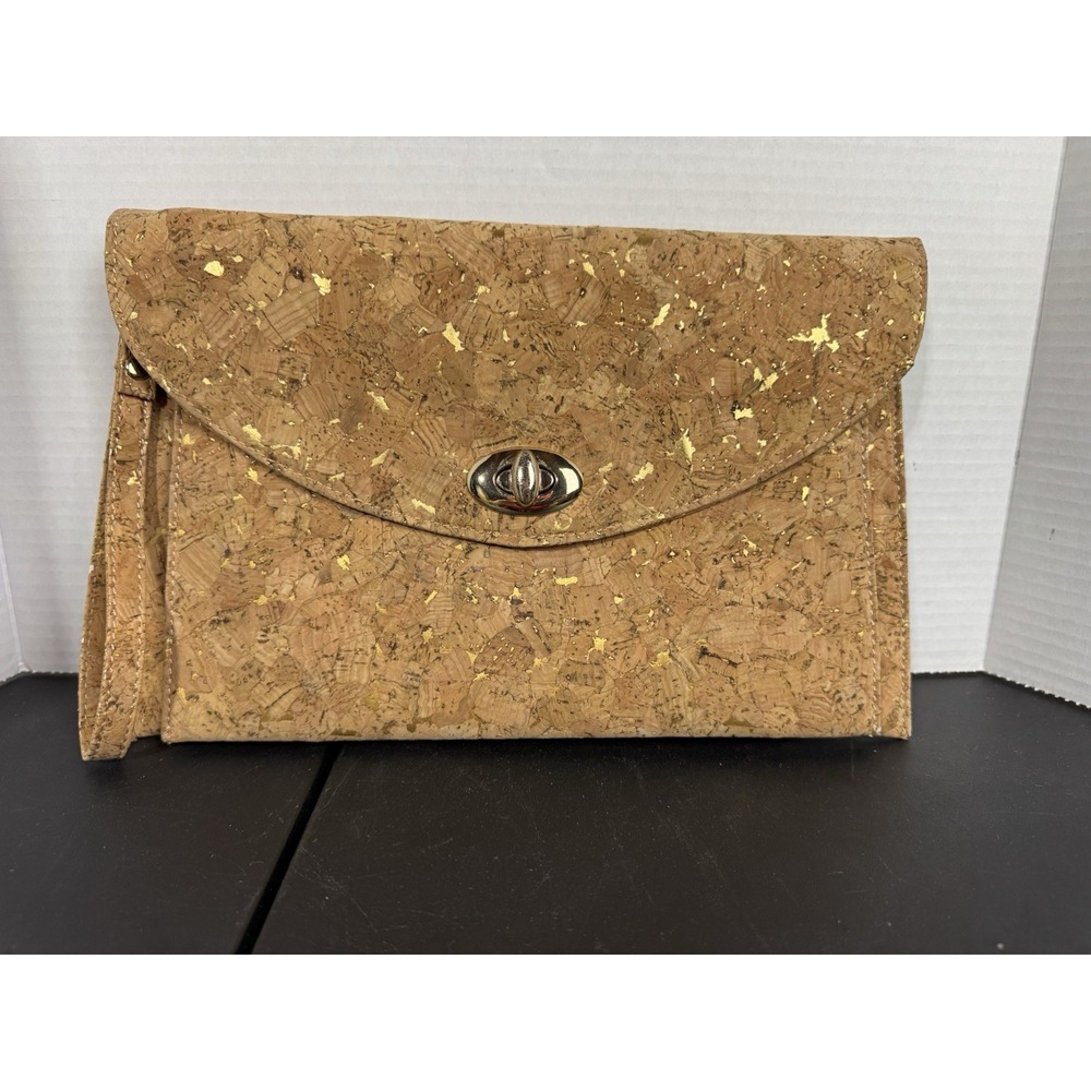 Street Level Bag 12.5"x 8" Cork Colorful Clutch With Cork Wrist strap